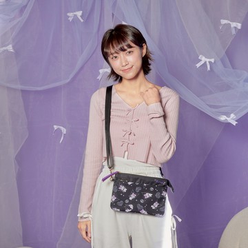 【Kuromi】閃閃酷洛米-雙層側背包-黑 SNKU00D03BK