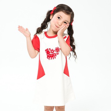 純棉舒適 雕花設計改良式小旗袍