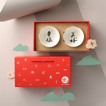 【Mao's 樂陶陶 x 寫字的人】日日祝福 雙碗禮盒組