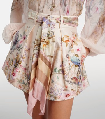 Zimmermann Rebellion printed silk and cotton shorts