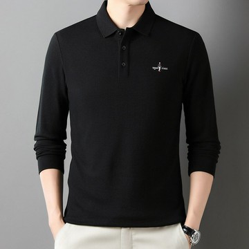 男士長袖t恤棉質翻領POLO休閑男裝高檔2025春秋新款純色內搭上衣鑫弘-衣錦男裝