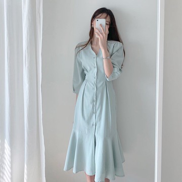 夏裝2020年新款仙女超仙森系減齡法式小眾卡弗兒藍色連衣裙子女夏