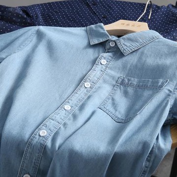 雅痞猛貨 老美國民級 夏季男士時尚休閑牛仔衣襯衫短袖潮品男襯衣