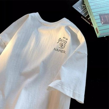 夏季美式T恤2026新款短袖學生寬鬆簡約男女休閒新款潮流情侶上衣