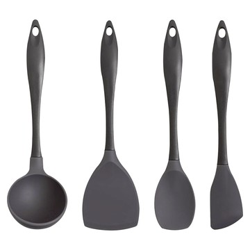 SSUEIM 矽膠廚具4件組  湯勺 + 鍋鏟 + 拌炒匙 + 刮刀  灰色  1組