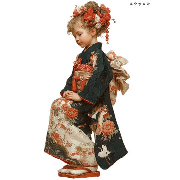 【12月新品4】07-114-0258 人物貼紙 和服復古