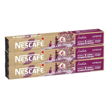 瑞士生產 精品咖啡 雀巢印度濃縮咖啡膠囊 Colombia Decaffeinato 小農生產咖啡 10顆/3盒;適用Nespresso膠囊咖啡機