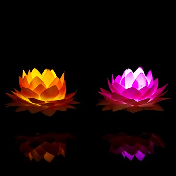 LED絹布蓮花燈絹布祈福燈LED絹布燈七彩發光荷花燈祈福供佛蓮花燈1入