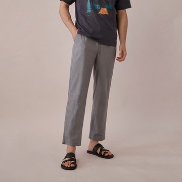 GIORDANO 男裝亞麻休閒長褲 - 10 深灰