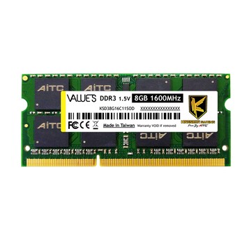 AITC 艾格 Value S DDR3 8GB 1600 SODIMM 筆記型記憶體(1.5V)