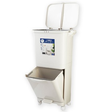 isona 45L 二層雙蓋垃圾桶 腳踏式按壓 分類垃圾桶 (垃圾桶)