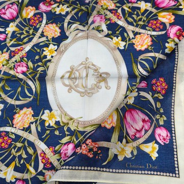 Christian Dior 復古手帕 甜美花卉 19 x 18.5 英吋 送禮佳品