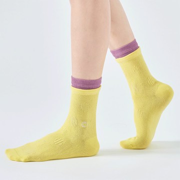 毛線衫 抗菌中筒襪 -  亮黃(M)