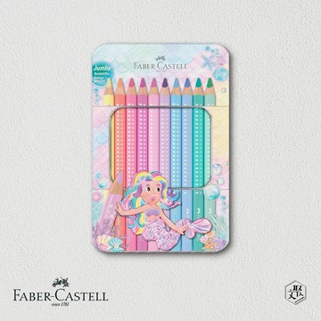 【Faber Castell】Jumbo三角點鑽馬卡龍色鉛筆10色(原廠正貨)