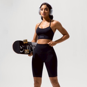 WOMEN'S  HIGH-WAIST SHORTS 黑色OnyxBlack S