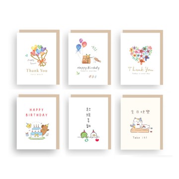 迷你祝福卡-Very Much/Your Day/Thank You/快樂小水豚/超級喜翻/生日快樂