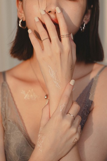 幾何花2-2入紋身貼紙 原創手繪設計