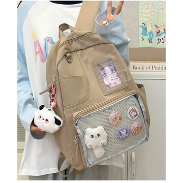 𝑳𝒖𝒄𝒌𝒚 𝒑𝒂𝒄𝒌✨ins 新款學生上生課大容量百搭通懃書包娃包透明吧唧痛包雙肩包潮