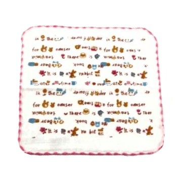 DASING 達興 搖花邊印花圖案紗布方巾 24x25cm 100%純棉 台灣製  顏色隨機  12條