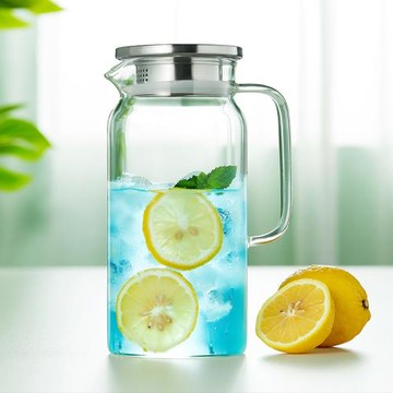 冷水壺玻璃耐高溫加厚大容量新款涼白開家用客廳儲水瓶泡茶果汁壺