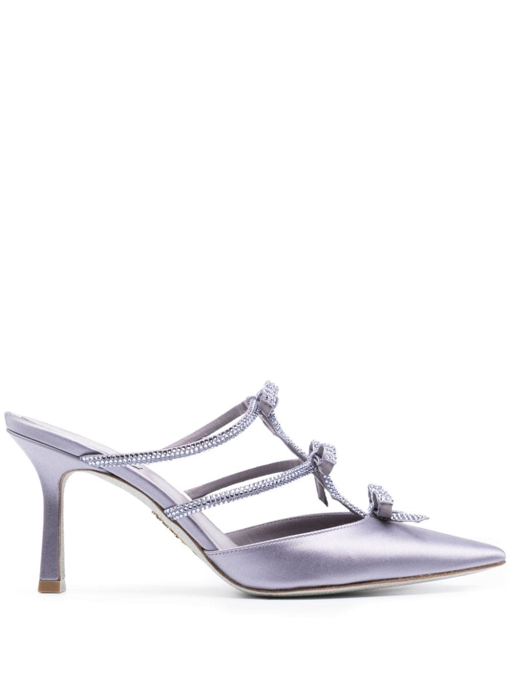 René Caovilla - 90mm crystal-embellished bow-detail pumps - women - Calf Leather/Fabric/Polyester - 40 - Purple