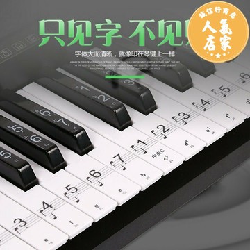 鍵琴貼 音符鍵位貼 鋼琴電子琴鍵盤貼紙透明音標簡譜88鍵61 54鍵自學考級自學五線譜