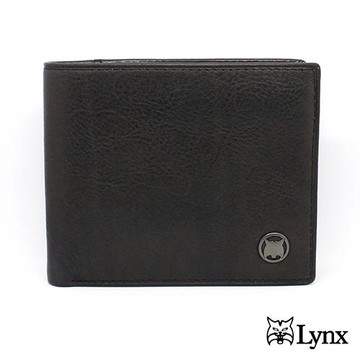 【Lynx】中翻式男用9卡短夾進口軟原皮(咖/黑)