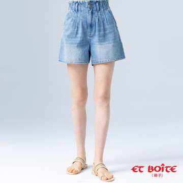 BLUE WAY ET BOiTE 箱子 – 無彈荷葉邊鬆緊腰頭丹寧牛仔短褲