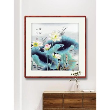 工筆畫四尺斗方國畫手繪字畫客廳辦公室裝飾畫顧雪芳花鳥畫荷花GG