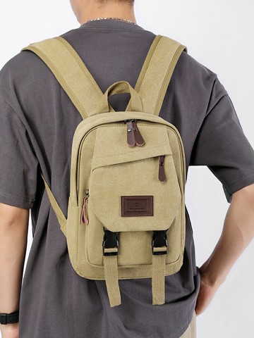 男士帆布小號後背包雙肩背包男士休閑旅游背包輕便簡約運動帆布包日常男生包