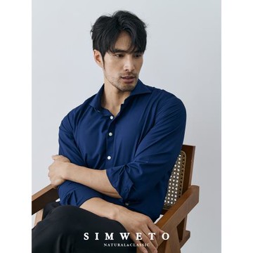 紳士結婚酒紅色襯衫正裝男士春夏商務高級感溫莎領藍色襯衣男免燙