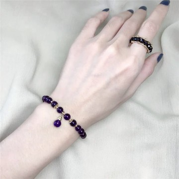 【A&R】招財開運 天然烏拉圭紫水晶 14k包金手鍊附精美禮盒