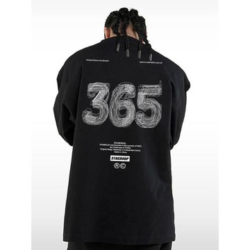 STA線條365字母美式潮牌長袖T恤男高街寬松重磅情侶秋冬圓領上衣