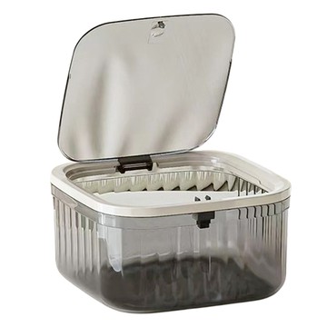 咪咪購物 透明按壓桌上垃圾桶  15.1 x 15.1 x 8.5cm  透灰色  1個