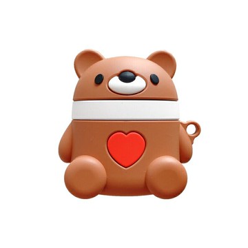 AirPods 1代/2代 耳機保護套 愛心熊造型 矽膠 防摔 防潑水