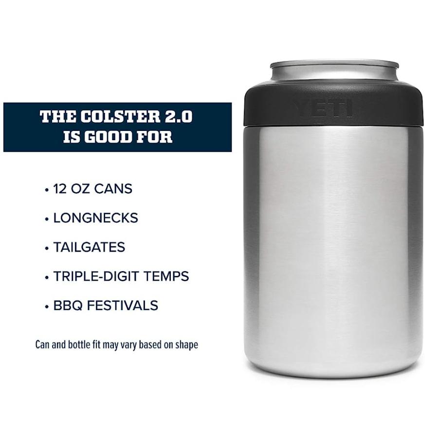 YETI RAMBLER 12 OZ. COLSTER CAN INSULATOR FOR STANDARD SIZE CANS, STAINLESS (NO CAN INSERT)