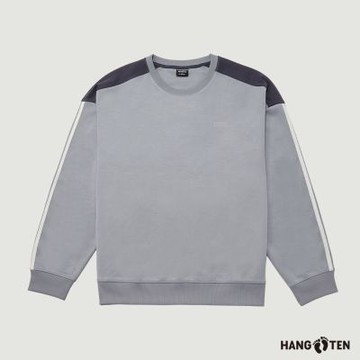 Hang Ten 男裝- 鳥眼布吸濕快乾撞色剪接大學T-銀灰
