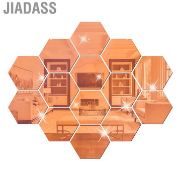 Jiadass JIADASS [在線結束]（12件）80x70x40mm丙烯酸六邊形三維鏡子貼片[鏡子金]