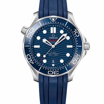 omega 歐米茄 新款藍面波浪紋海馬膠帶款/42mm