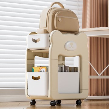 書包架 書包置物架 收納架 推車收納 移動收納架 辦公室置物架書包置物架可移動小推車書本收納架多功能桌邊收納柜書包放置神