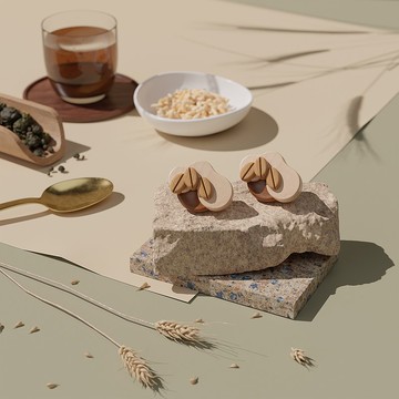 燕麥烏龍拿鐵 - 實木製耳環 / 飲料系列飾品 (耳針、耳夾款)