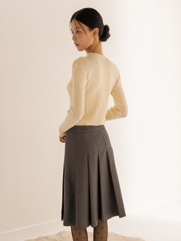 Pleats Wrap Midi Skirt - Gray