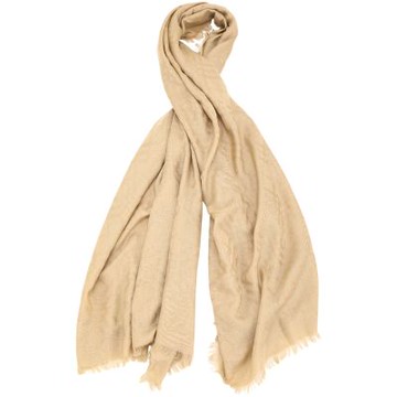 BURBERRY 巴寶莉 戰馬刺繡格紋羊毛絲質流蘇圍巾(沙色)