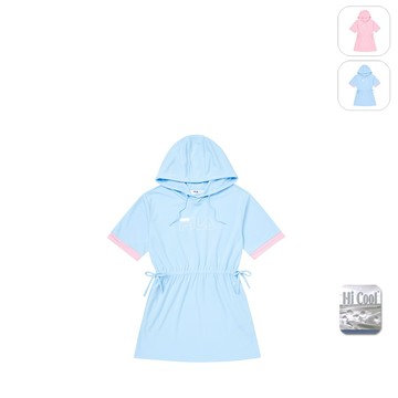 【FILA】KIDS 女童款 吸濕排汗針織洋裝-藍色 5DRY-4712-BU