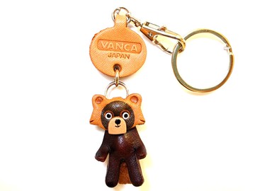 紅熊貓 動物 迷你 真皮鑰匙圈 手作 日本製 立體造型 VANCA