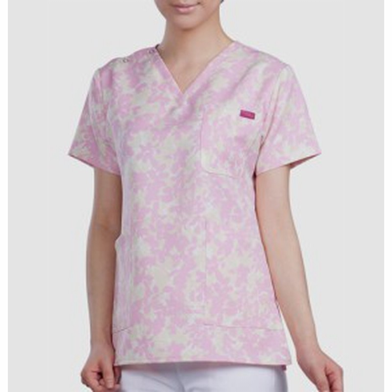 7015sc こもれび柄 女性用スクラブ ピンクリボン協賛 医療用白衣 看護師用 ナース フォーク Folk ピンク 通販 白衣ネット 通販 Lineポイント最大1 0 Get Lineショッピング