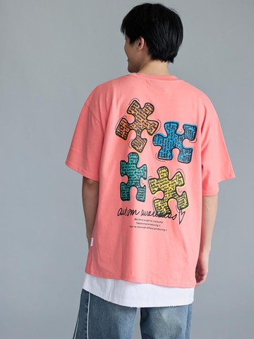 我們都在草寫文字短TEE (粉色)
