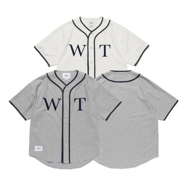 Wtaps LEAGUE / SS / COTTON.TWILL 棒球襯衫 灰色/白色 261TQDT-SHM06