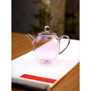 粉色玻璃泡茶壺加厚耐熱高硼硅綠茶壺帶過濾純手工女士專用茶壺