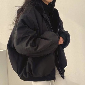 CS22 加絨加厚兩面穿羊羔毛連帽外套